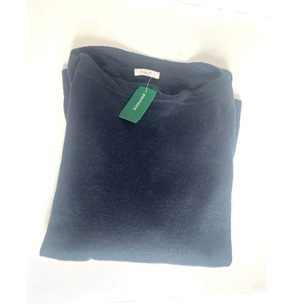 Naïf Linen Boat Neck Sweater Womens Large Blue Long Sleeve Relaxed Fit - Picture 12 of 12